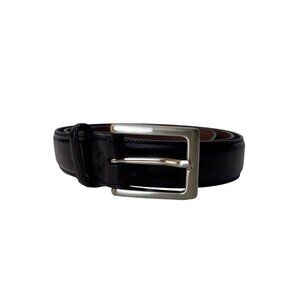 Torino Leather Co. Mens Black Leather Belt Size 42 With Silver Buckle